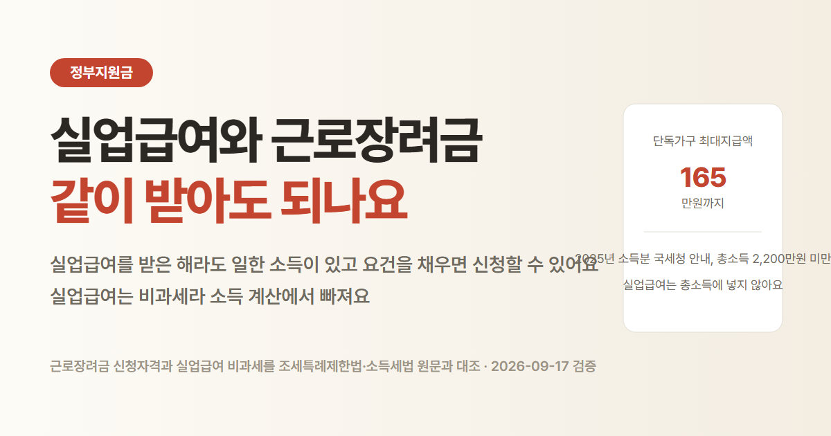 실업급여와 근로장려금 중복 신청 가능 여부 안내