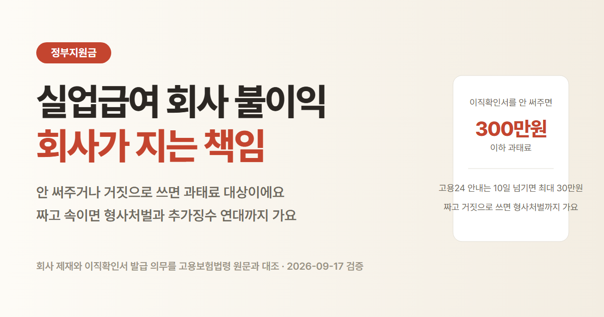 실업급여 회사 불이익. 미발급·거짓 작성은 과태료, 근로자와 공모하면 형사처벌