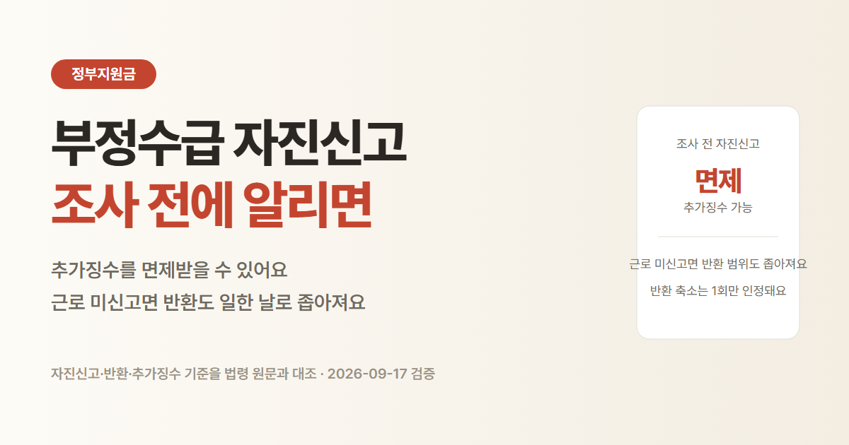 실업급여 부정수급 자진신고 시 추가징수 면제와 반환 범위 축소