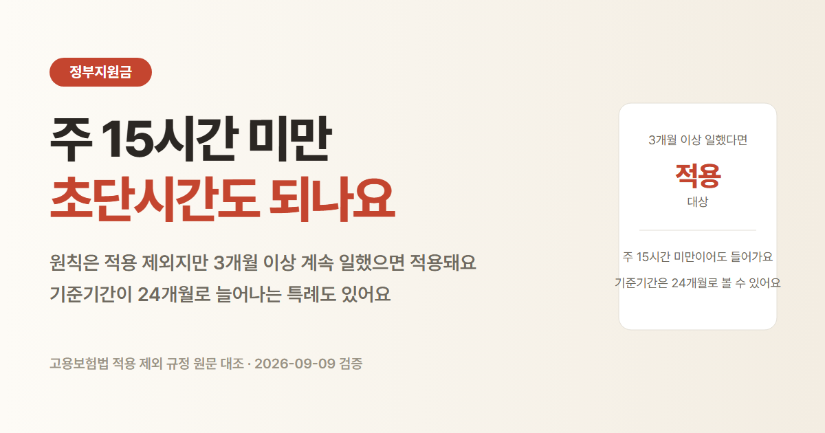 주 15시간 미만 초단시간 근로자의 고용보험 적용 기준