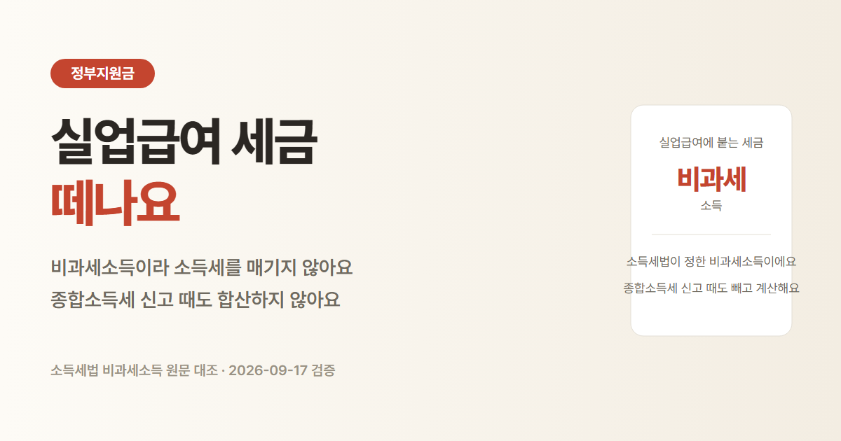 실업급여 세금 여부. 비과세소득이라 소득세를 매기지 않고 종합소득 합산에서 빠짐
